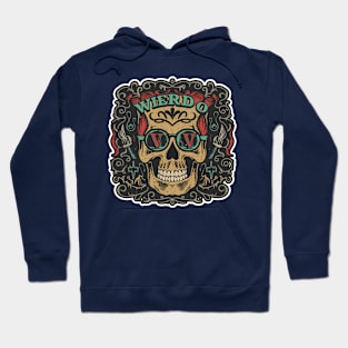 Weirdo | Skull Background Typography with Creepy Letters Hoodie